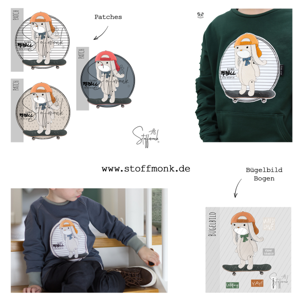 Patch / Aufnäher  - Skater Bär - Beige